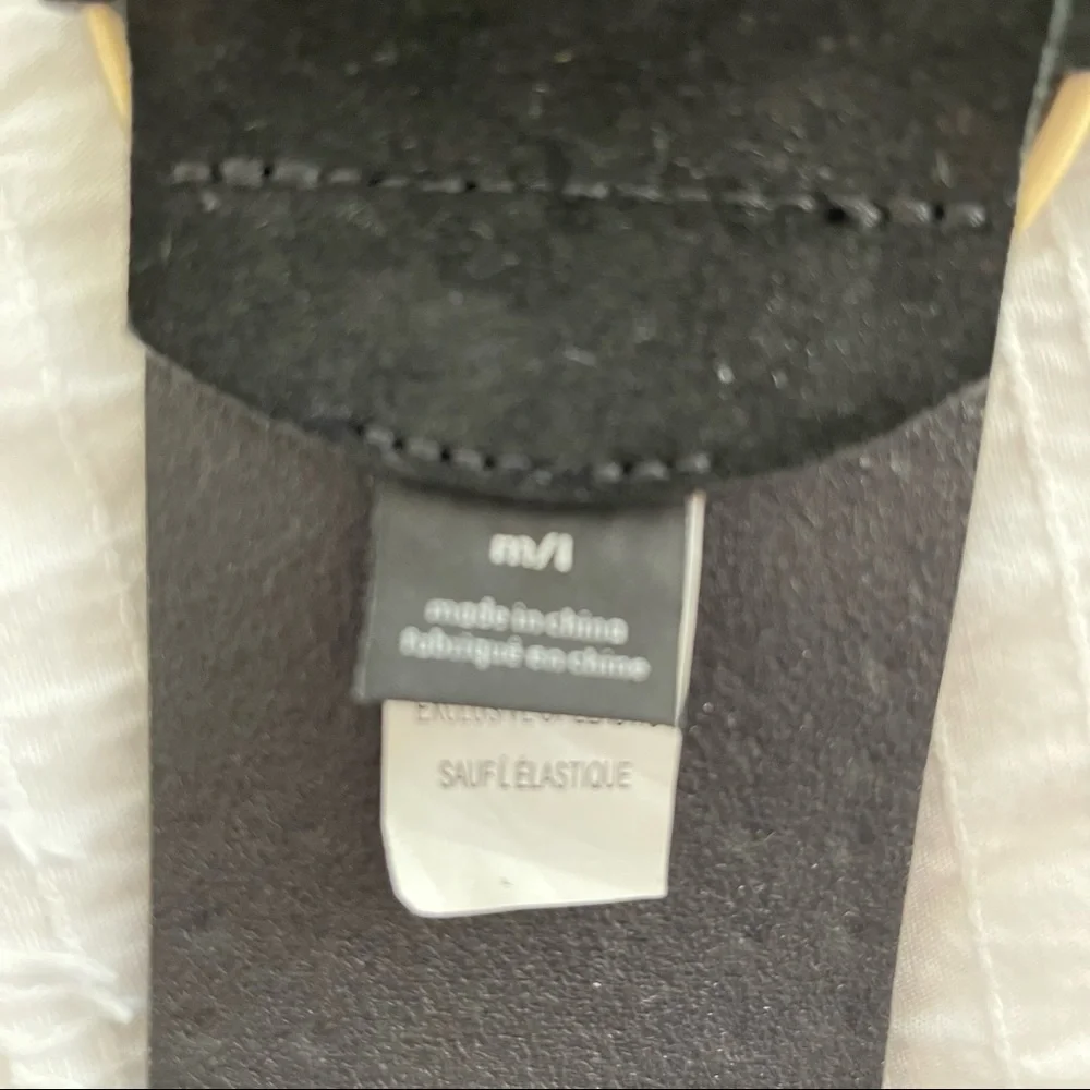 Something Navy Black Studded Suede Belt with Gold Ring
